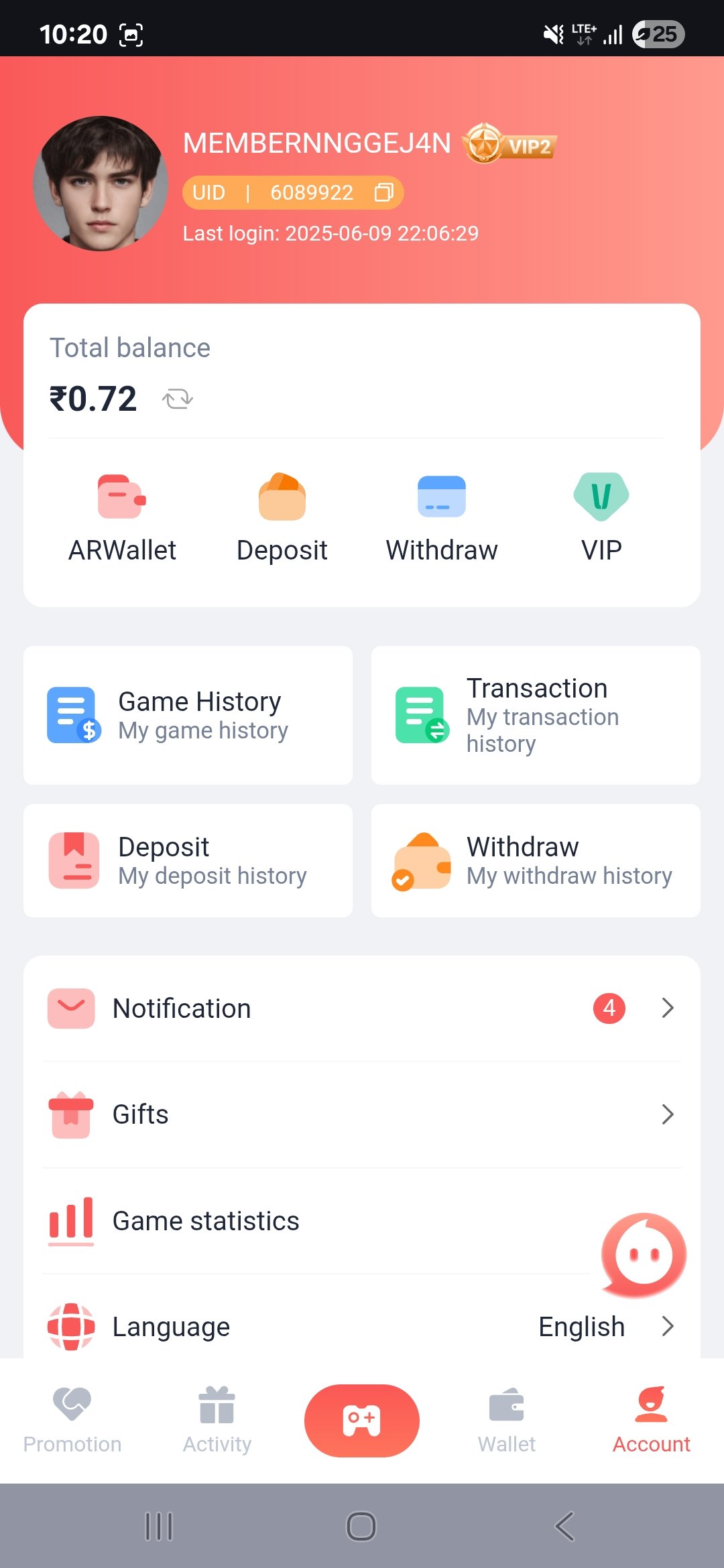 91 Club Games Dashboard Screenshot